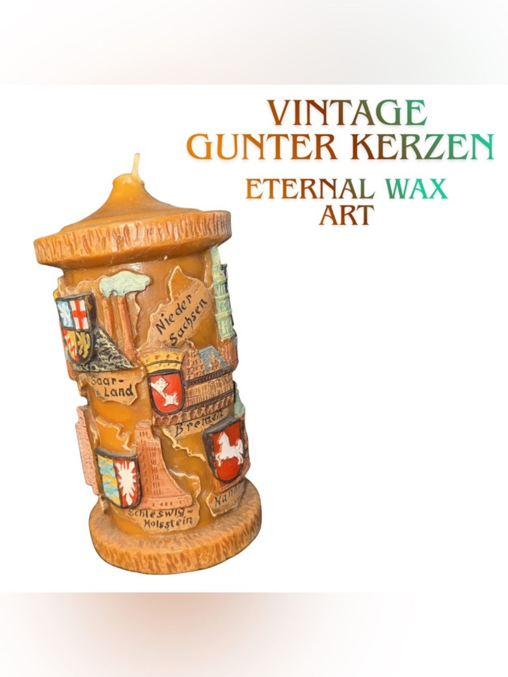 Vintage 1970 Gunter Kerzen Germany Towns‎ & Cities Eternal Wax Art Candle